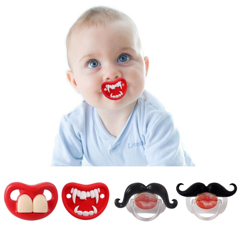 YAPROMO Funny Pacifiers for Babies,Mustache Pacifier 0-6-18 Months,Halloween Pacifiers for Toddlers, Funny Teeth Pacifier for Boys and Girls - Image 1